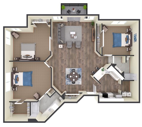 3 bed 2 bath B at Eighth Street Manor  Apartments, Fargo, ND